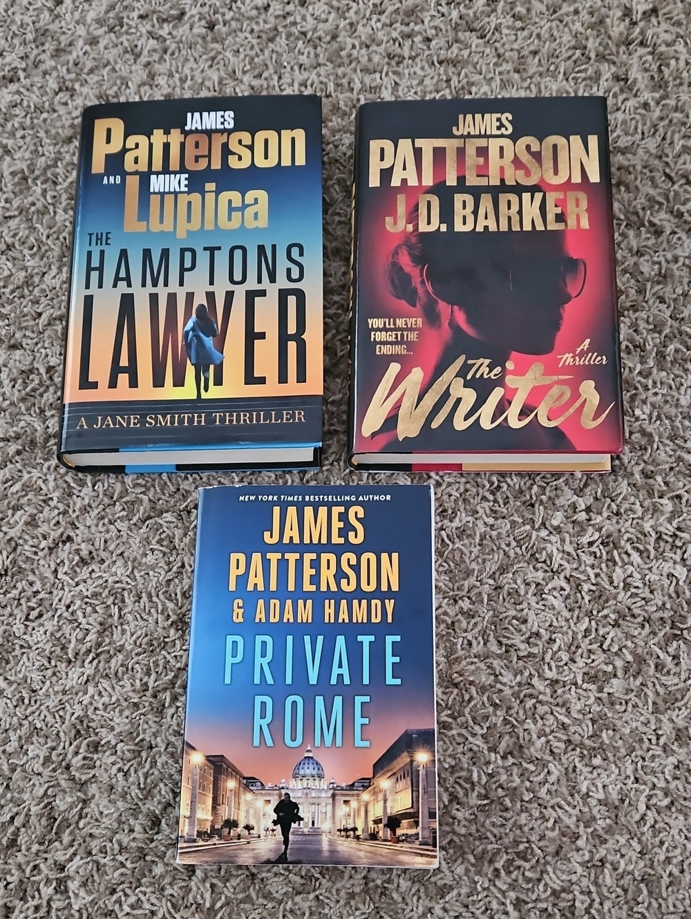 James Patterson Book Bundle - The Hamptons Lawyer, The Writer, Private Rome